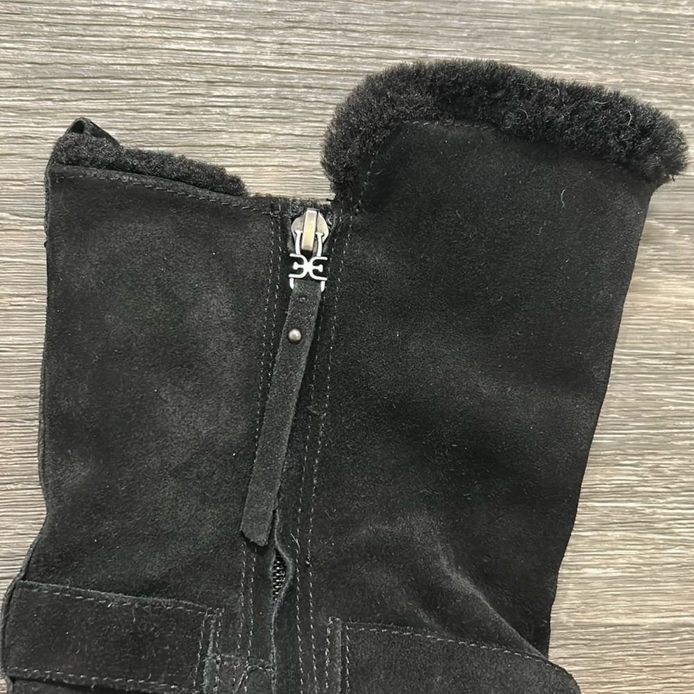 Sam Edelman Jailyn Suede Winter Boots Size 9 Faux Fur-Lined Black Zip-Up Snow - Picture 8 of 15